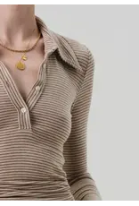 CITIZENS OF HUMANITY SHAEA POLO IN CHILTERN OATMEAL STRIPE