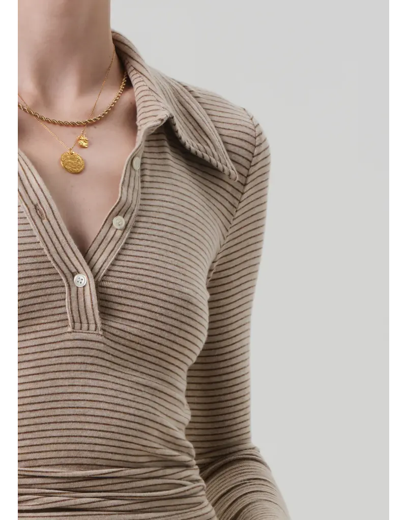 CITIZENS OF HUMANITY SHAEA POLO IN CHILTERN OATMEAL STRIPE