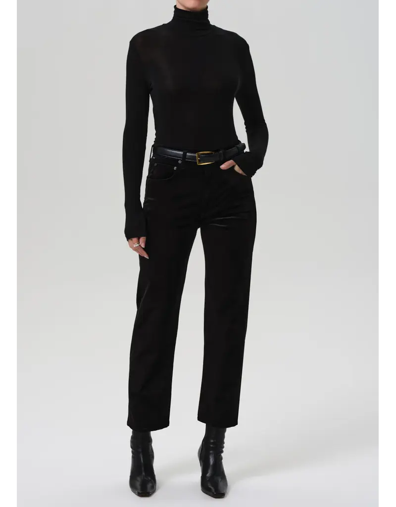 CITIZENS OF HUMANITY DELFINA HIGH RISE STRAIGHT IN VELVET BLACK