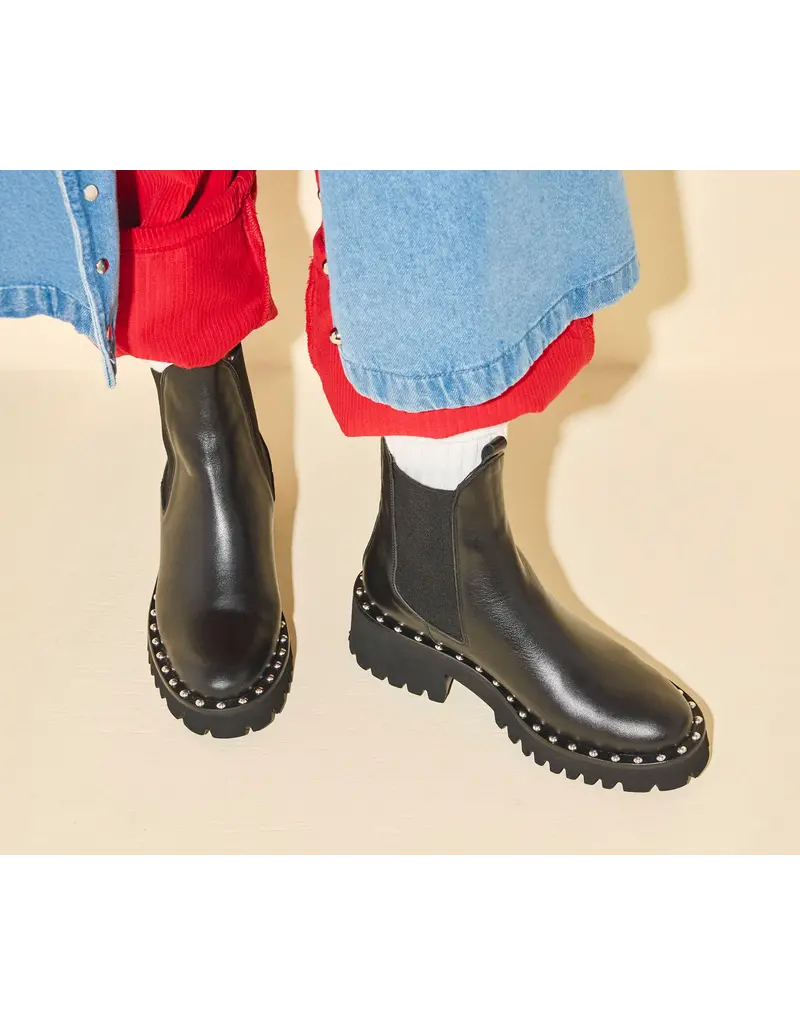 FREDA SALVADOR BAILEY STUDDED RAIN RESISTANT BOOT IN BLACK CALF