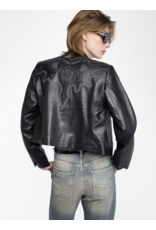 LUXI WESTERN LEATHER JACKET IN BLACK