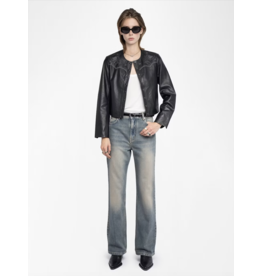 LUXI WESTERN LEATHER JACKET IN BLACK