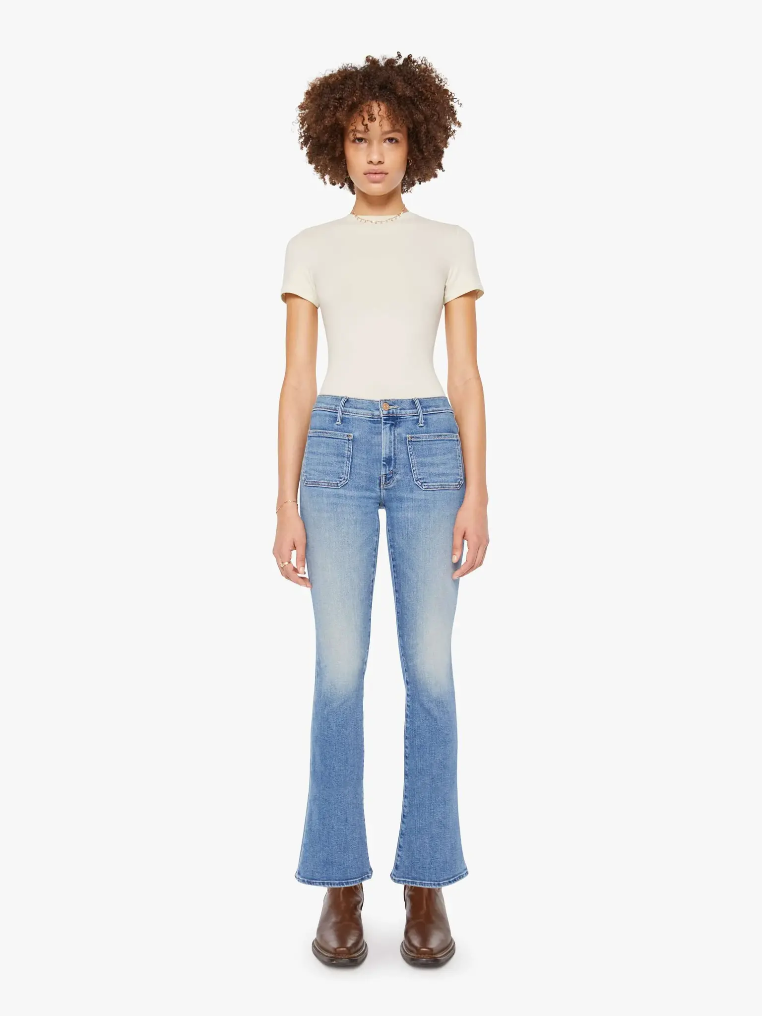 MOTHER DENIM THE PATCH POCKET WEEKENDER IN POPPIN WHEELIES
