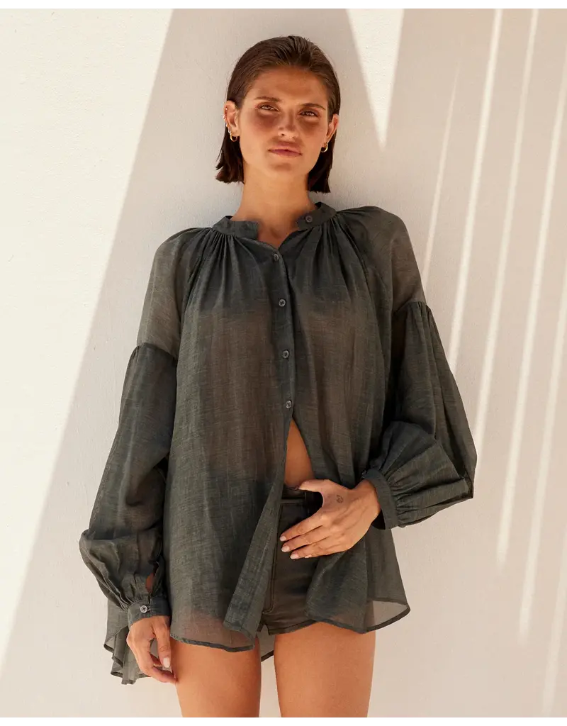 MES DEMOISELLES CULTURE BLOUSE IN DARK GREY