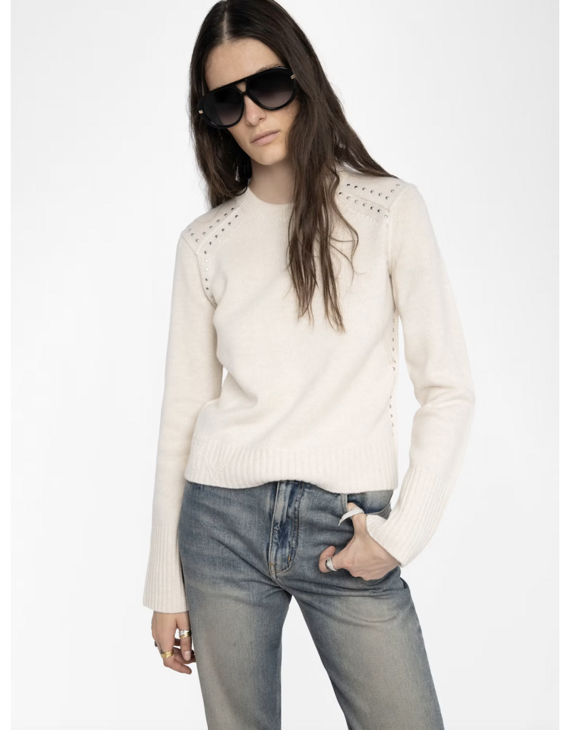 NALTY STUDDED SWEATER IN ECRU