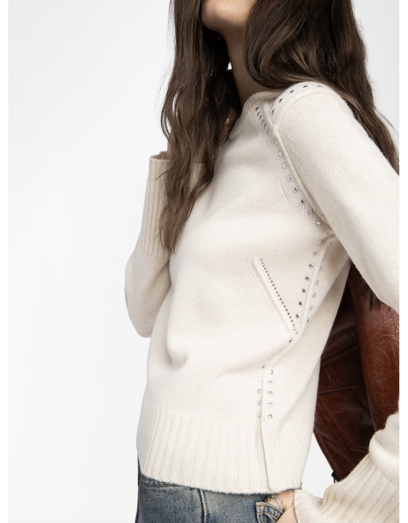 NALTY STUDDED SWEATER IN ECRU