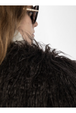 FREDDIE FAUX FUR COAT IN DARK CHOCOLATE