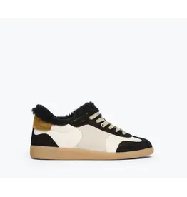 FREDA SALVADOR JACKIE COURT SNEAKER IN BLACK SUEDE WITH SHEARLING