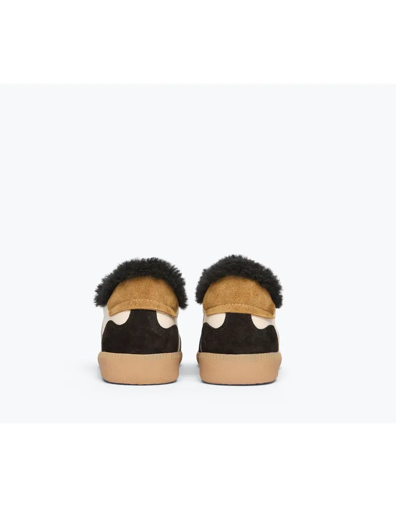 FREDA SALVADOR JACKIE COURT SNEAKER IN BLACK SUEDE WITH SHEARLING