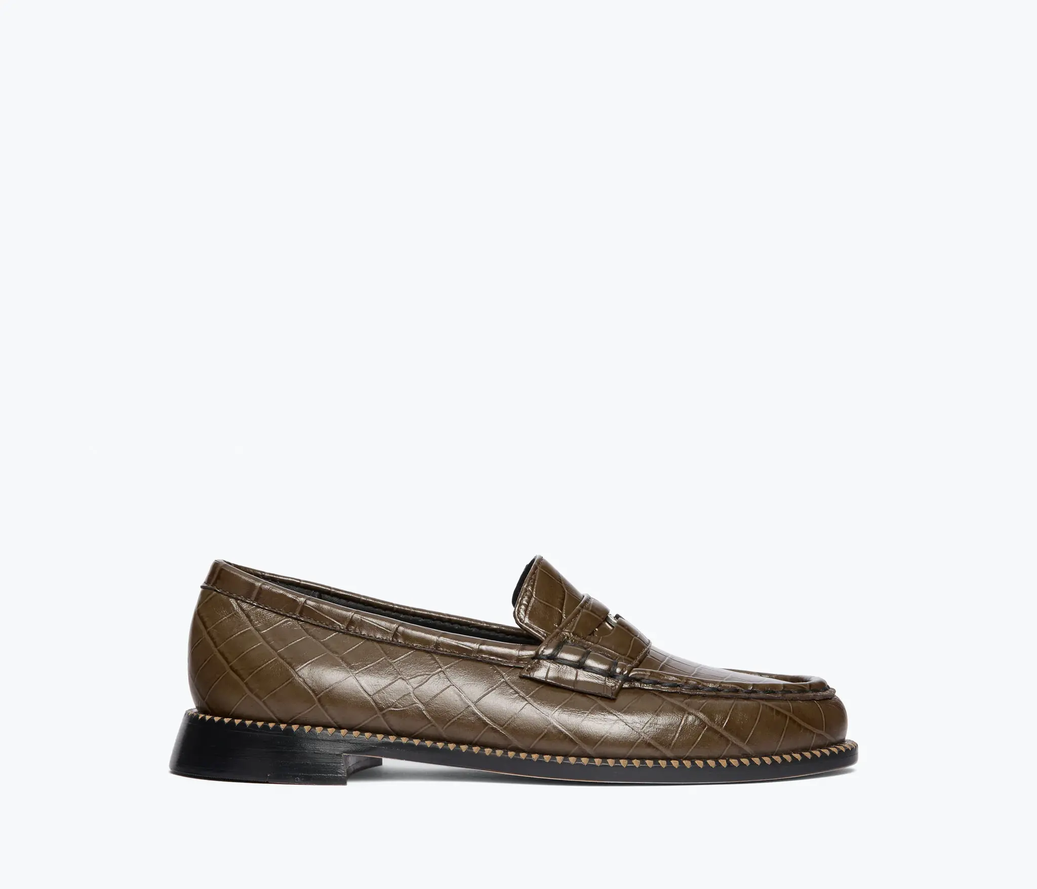 FREDA SALVADOR ELBA PENNY LOAFER IN CEDAR EMBOSSED CROC