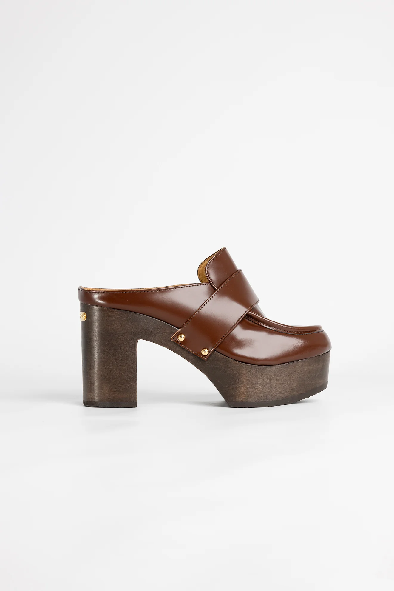 YOUYOU YUKIMI LEATHER CLOG IN COLLEGE BROWN
