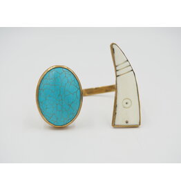 ARTISAN MADE BONE & TURQUOISE CUFF