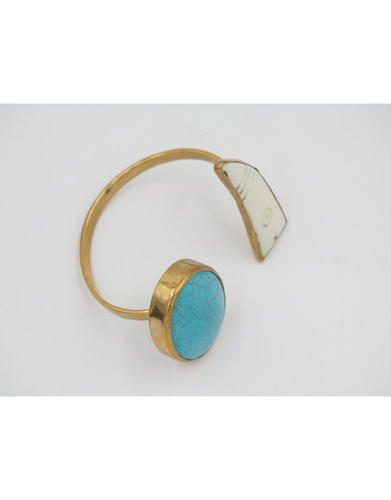 ARTISAN MADE BONE & TURQUOISE CUFF
