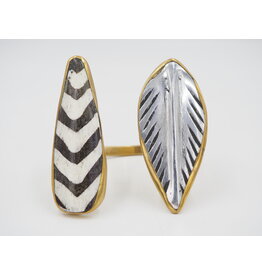 ARTISAN MADE RECYCLED METAL, BRASS & BONE CUFF