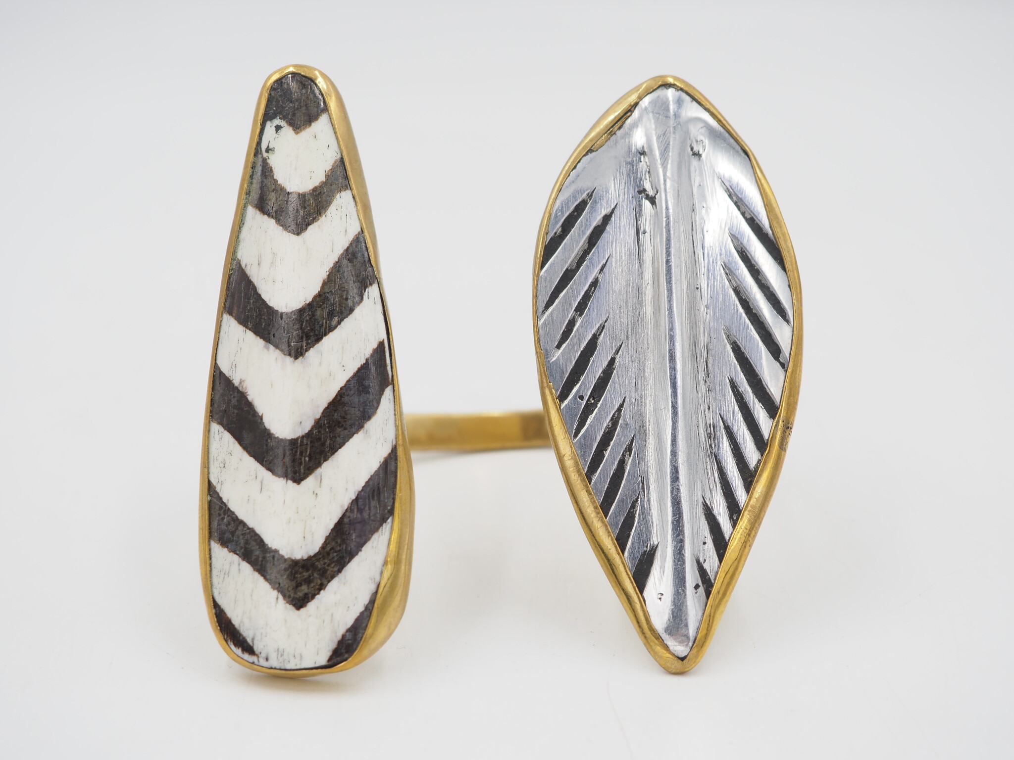 ARTISAN MADE RECYCLED METAL, BRASS & BONE CUFF