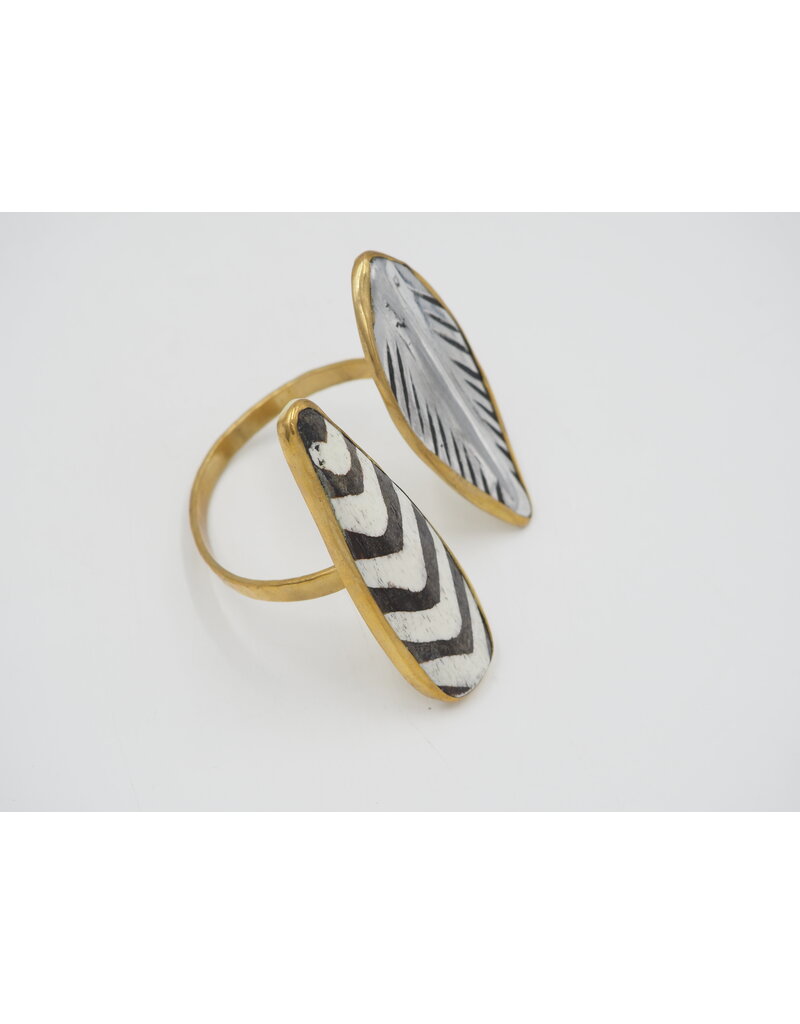 ARTISAN MADE RECYCLED METAL, BRASS & BONE CUFF