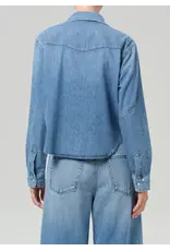 CITIZENS OF HUMANITY CROPPED WESTERN SHIRT IN CAROLINA BLUE