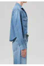CITIZENS OF HUMANITY CROPPED WESTERN SHIRT IN CAROLINA BLUE