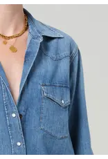 CITIZENS OF HUMANITY CROPPED WESTERN SHIRT IN CAROLINA BLUE