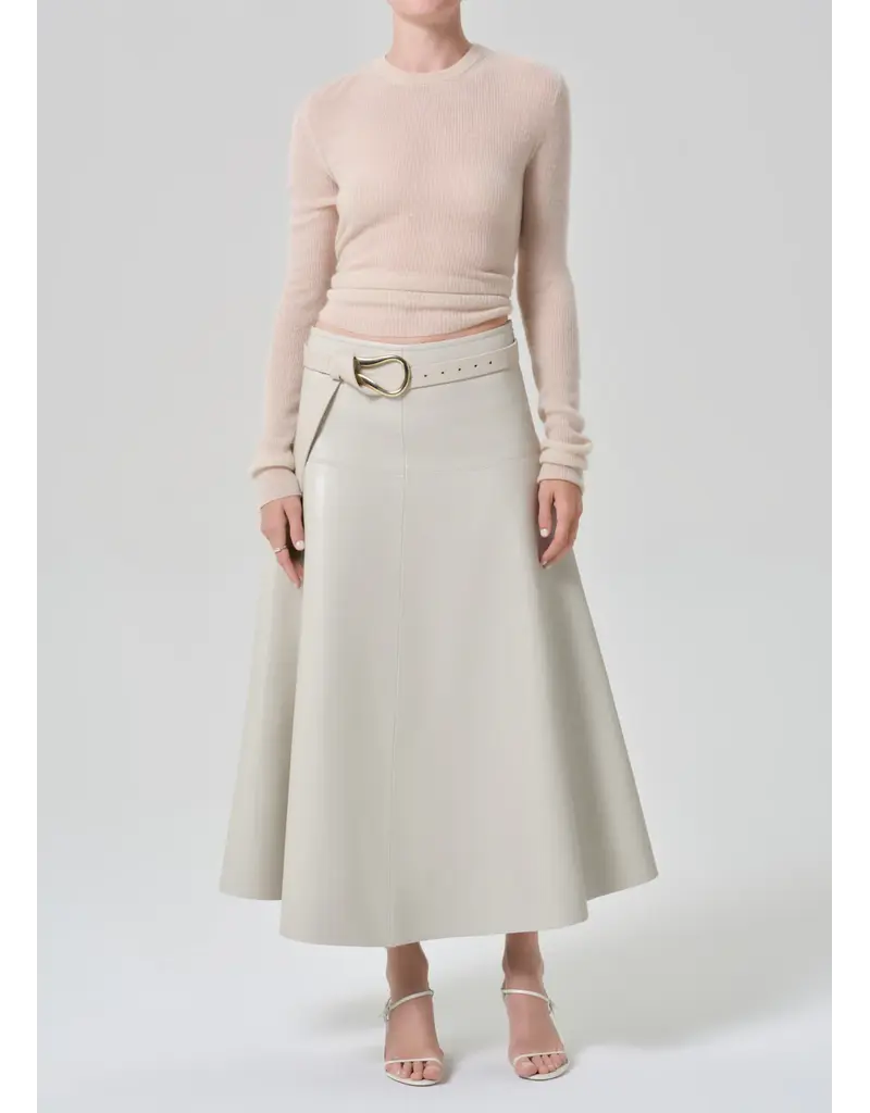 CITIZENS OF HUMANITY VITA MAXI LEATHER SKIRT IN CHALK GREY