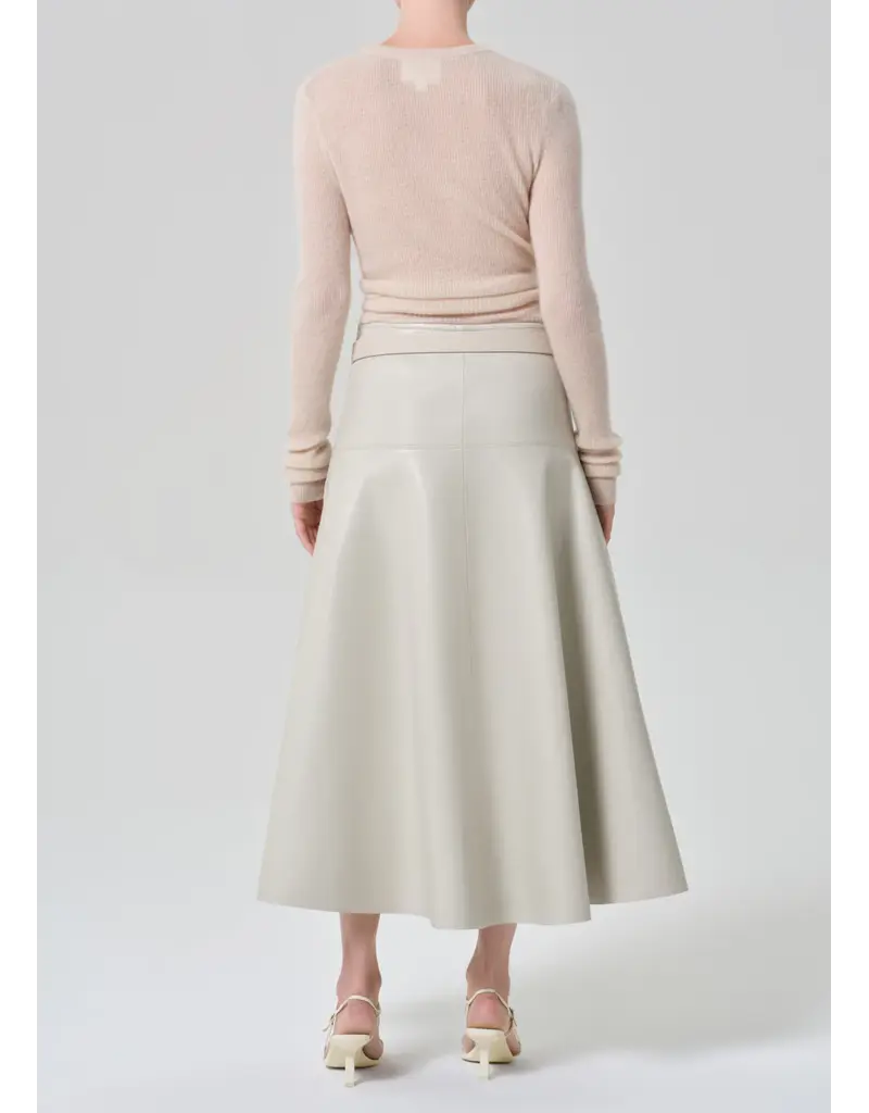 CITIZENS OF HUMANITY VITA MAXI LEATHER SKIRT IN CHALK GREY