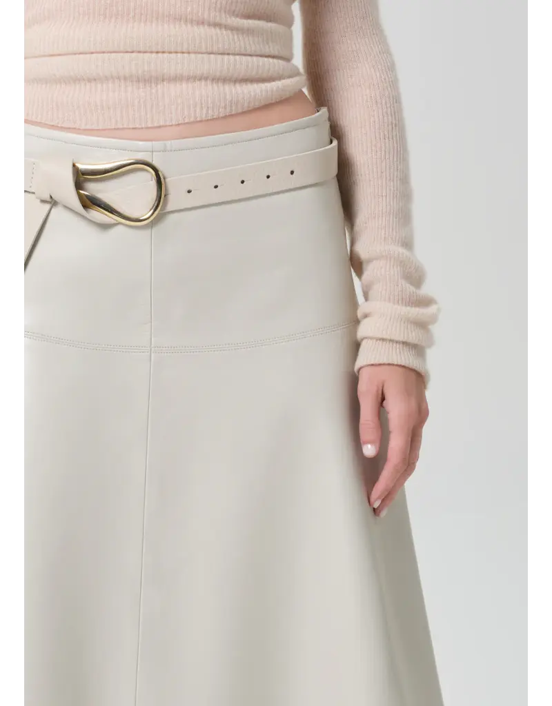 CITIZENS OF HUMANITY VITA MAXI LEATHER SKIRT IN CHALK GREY