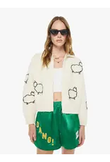 MOTHER DENIM THE CROP RAQUETTE CARDIGAN IN WOOL PLUS THE GANG