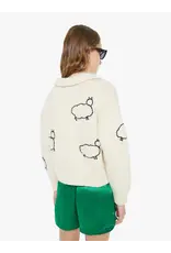 MOTHER DENIM THE CROP RAQUETTE CARDIGAN IN WOOL PLUS THE GANG