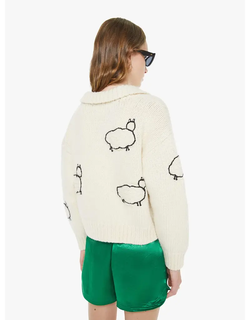 MOTHER DENIM THE CROP RAQUETTE CARDIGAN IN WOOL PLUS THE GANG