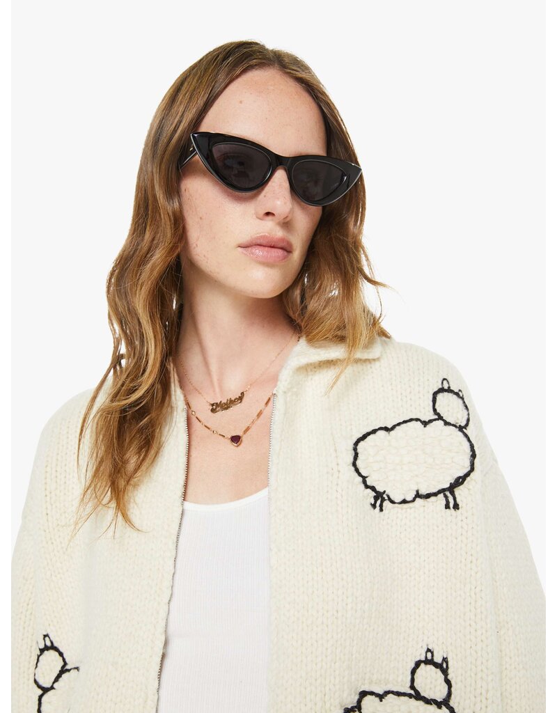 MOTHER DENIM THE CROP RAQUETTE CARDIGAN IN WOOL PLUS THE GANG