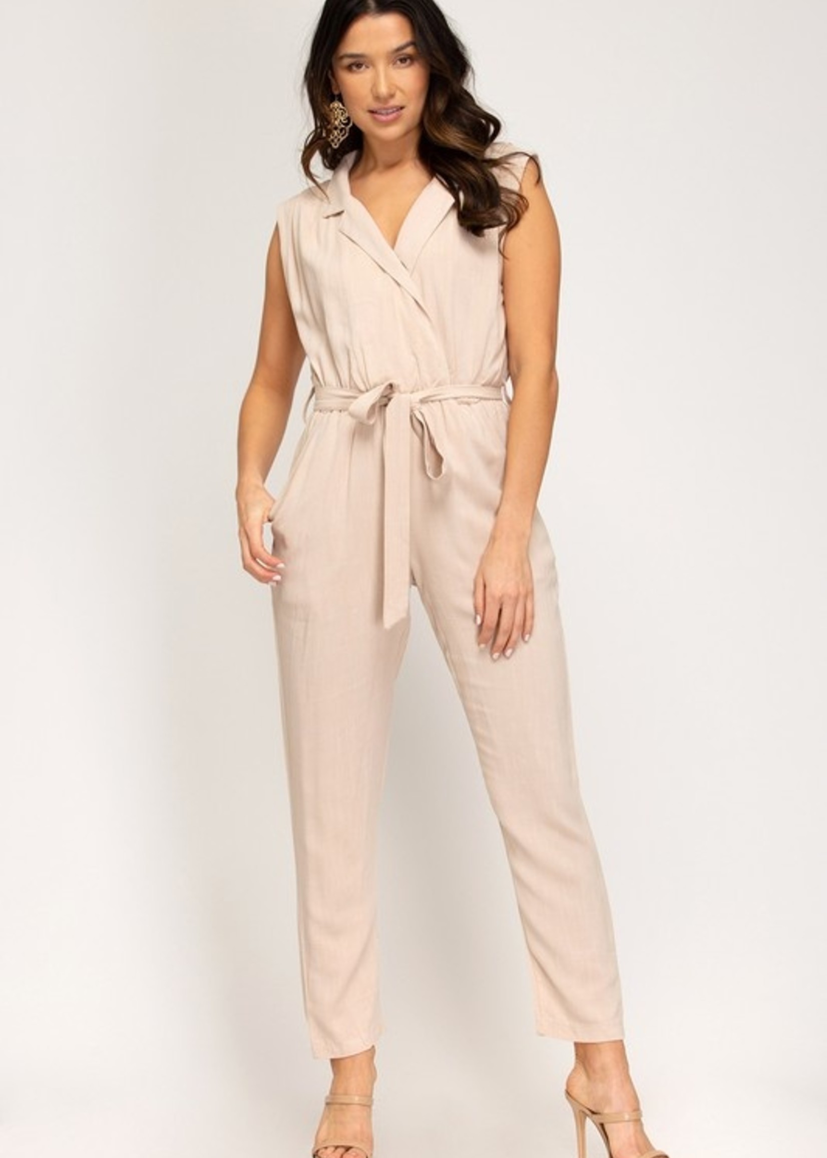 Belted skinny jumpsuit 5218 - Towne Boutique
