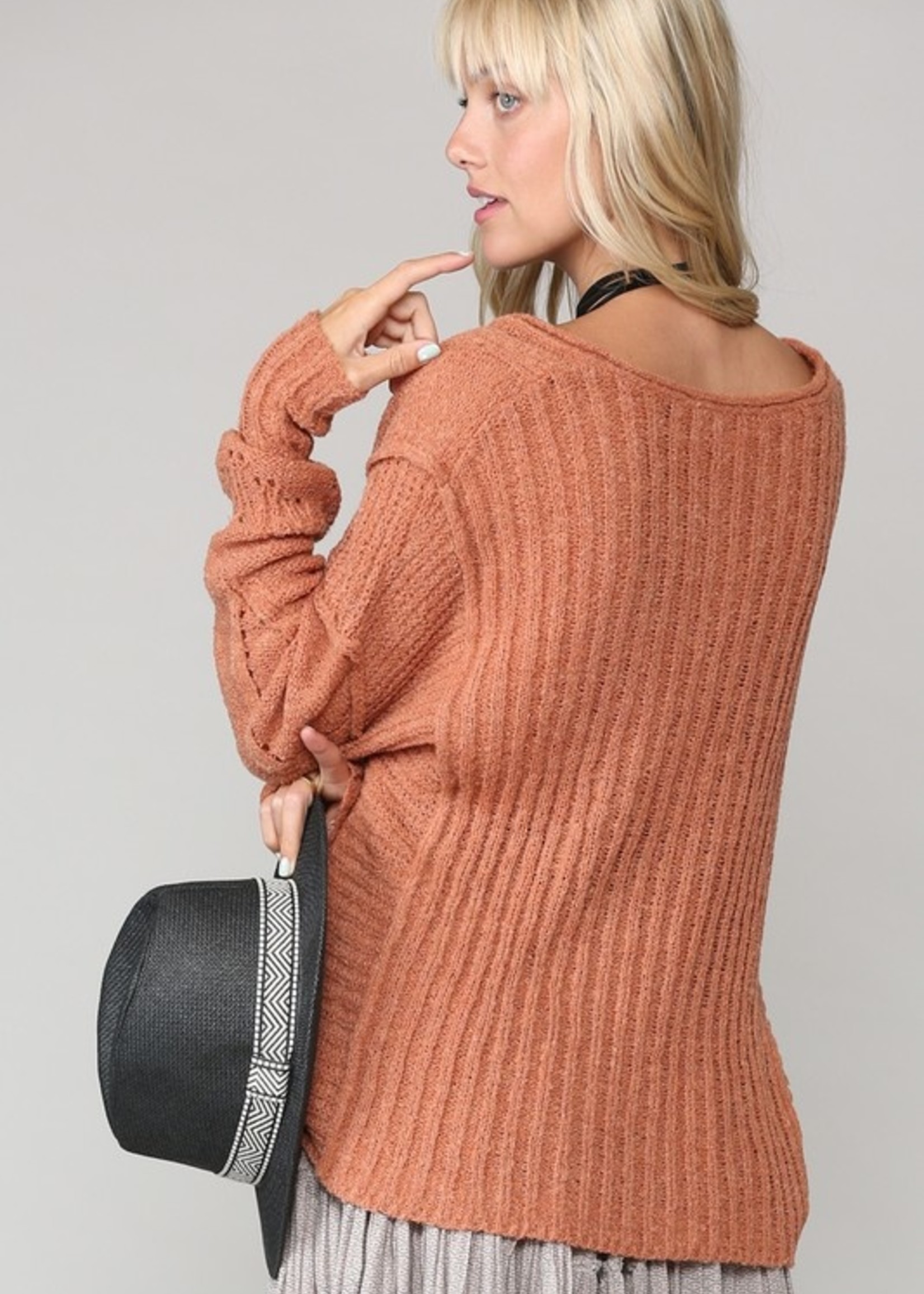 Rib accent sweater 2 colors