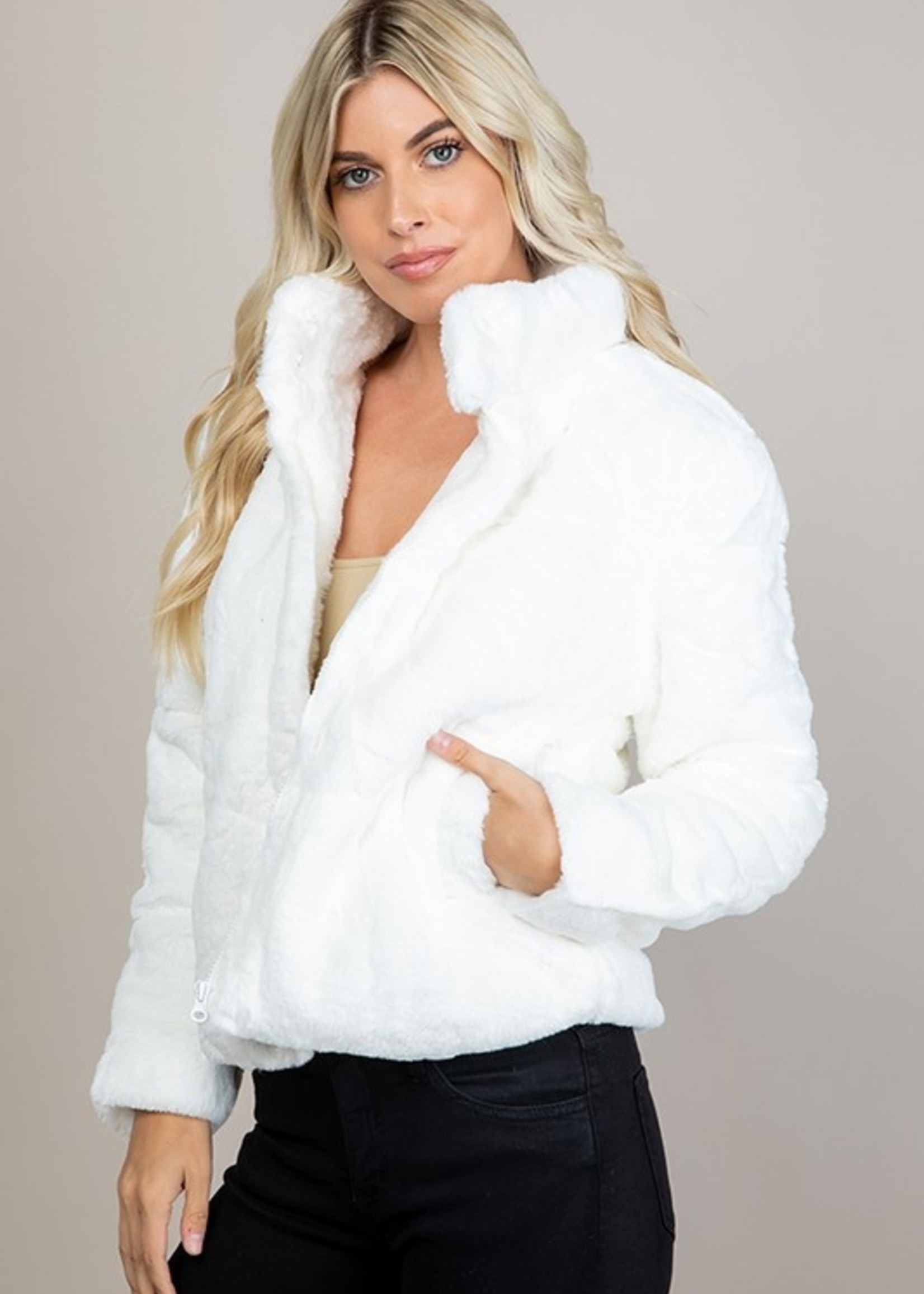 zip up fur jacket