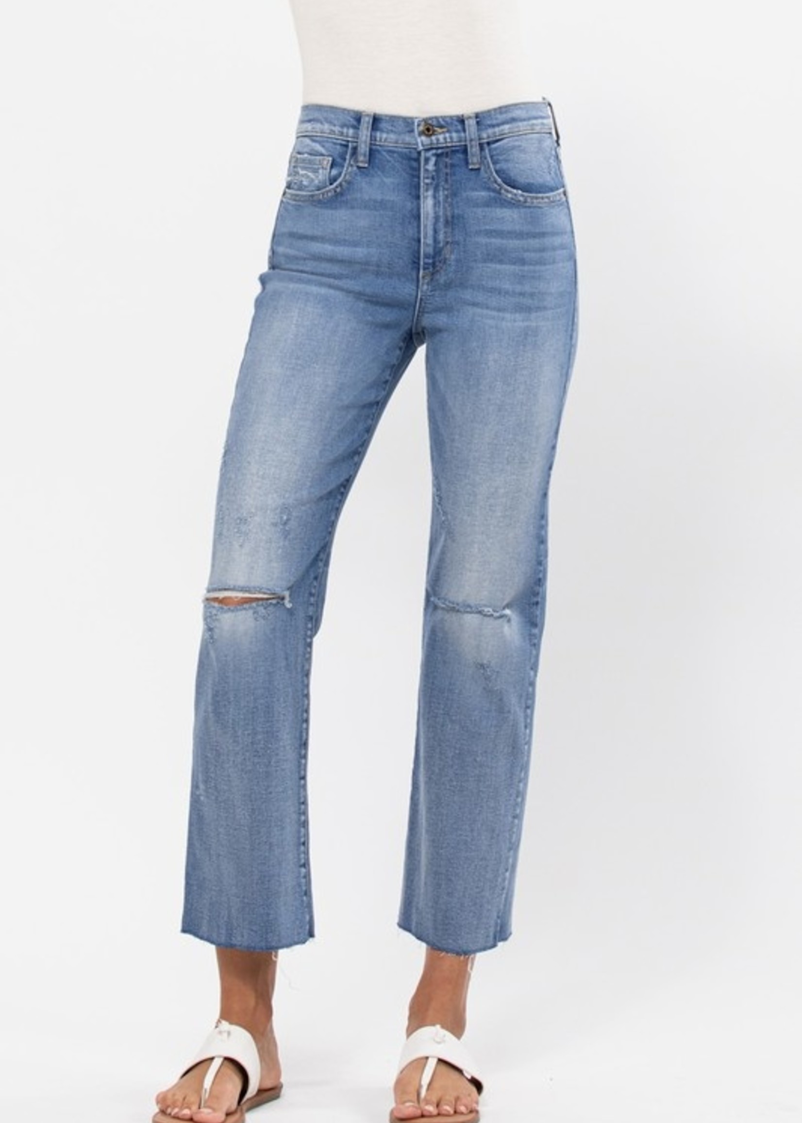 Straight raw hem jean