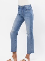 Straight raw hem jean