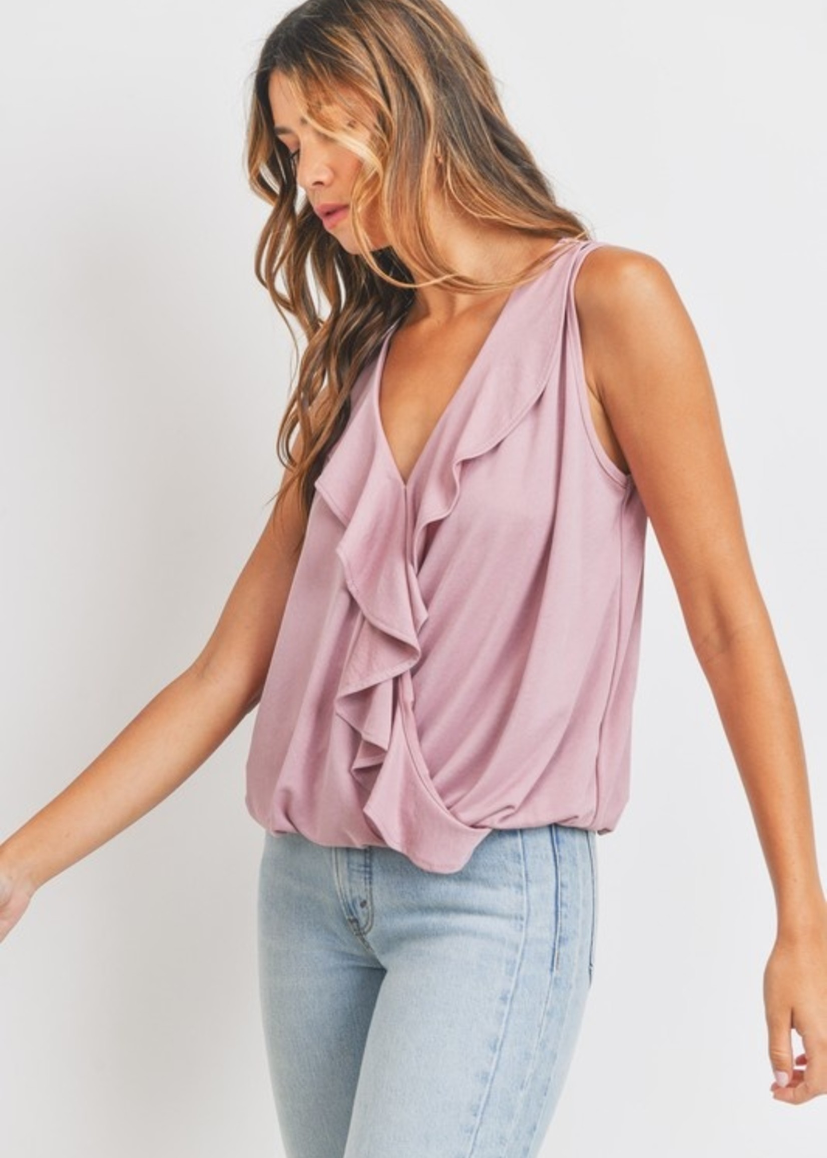 Ruffled crossover top