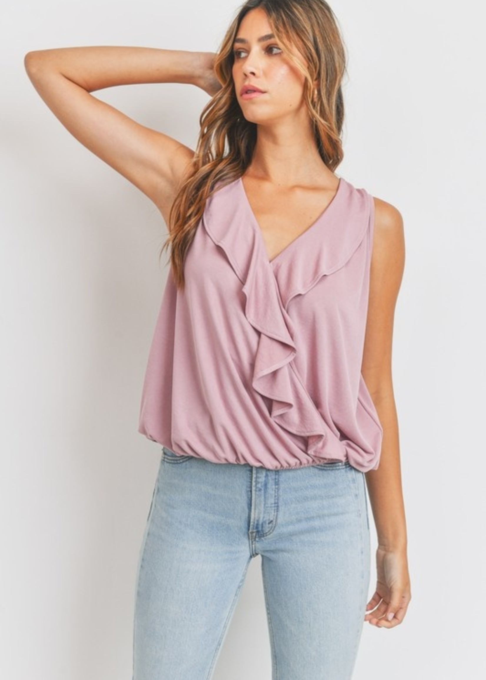 Ruffled crossover top