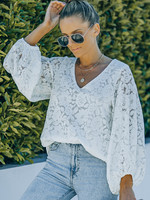 Lace puff sleeve top