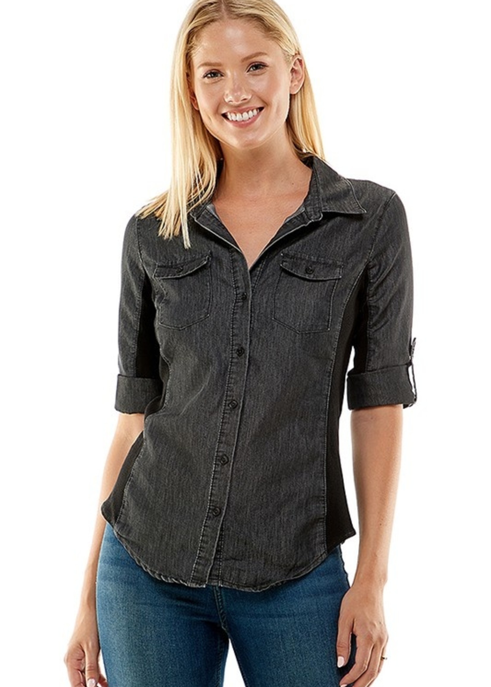 Side rib button down  2 colors