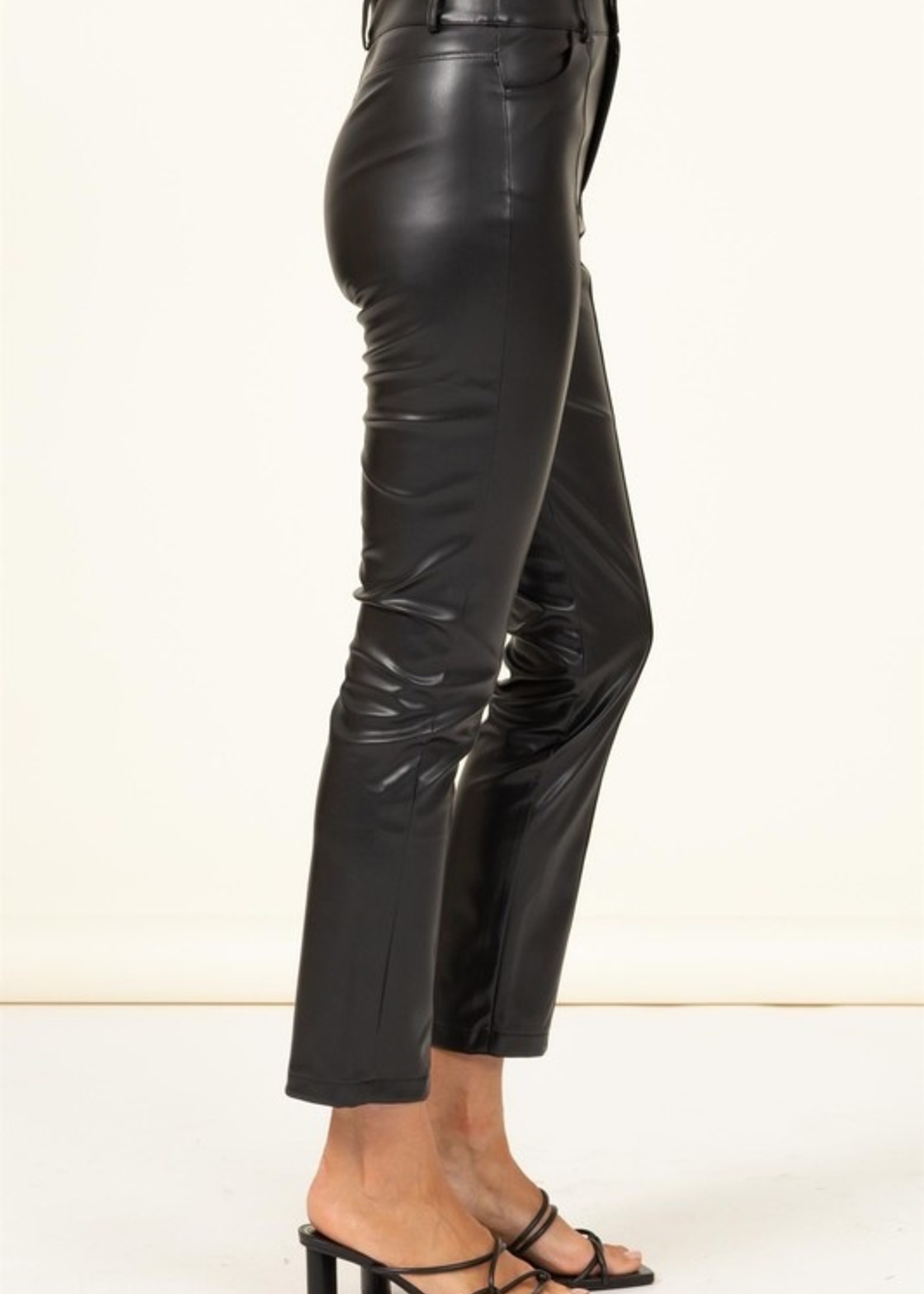 Pintuck leather pant