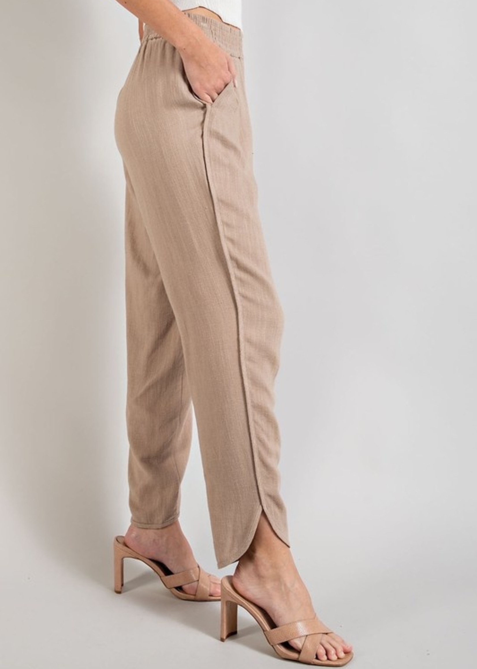 Smocked linen pant