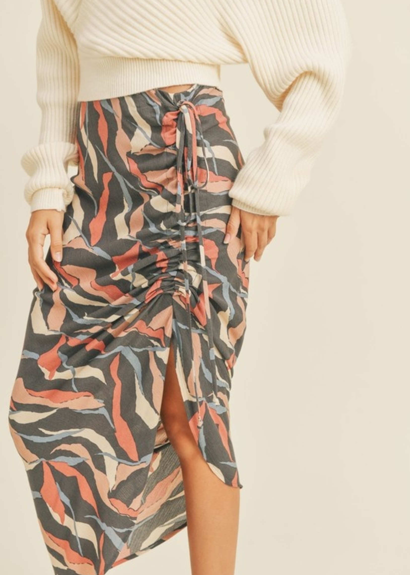 Print ruched skirt  +2 colors
