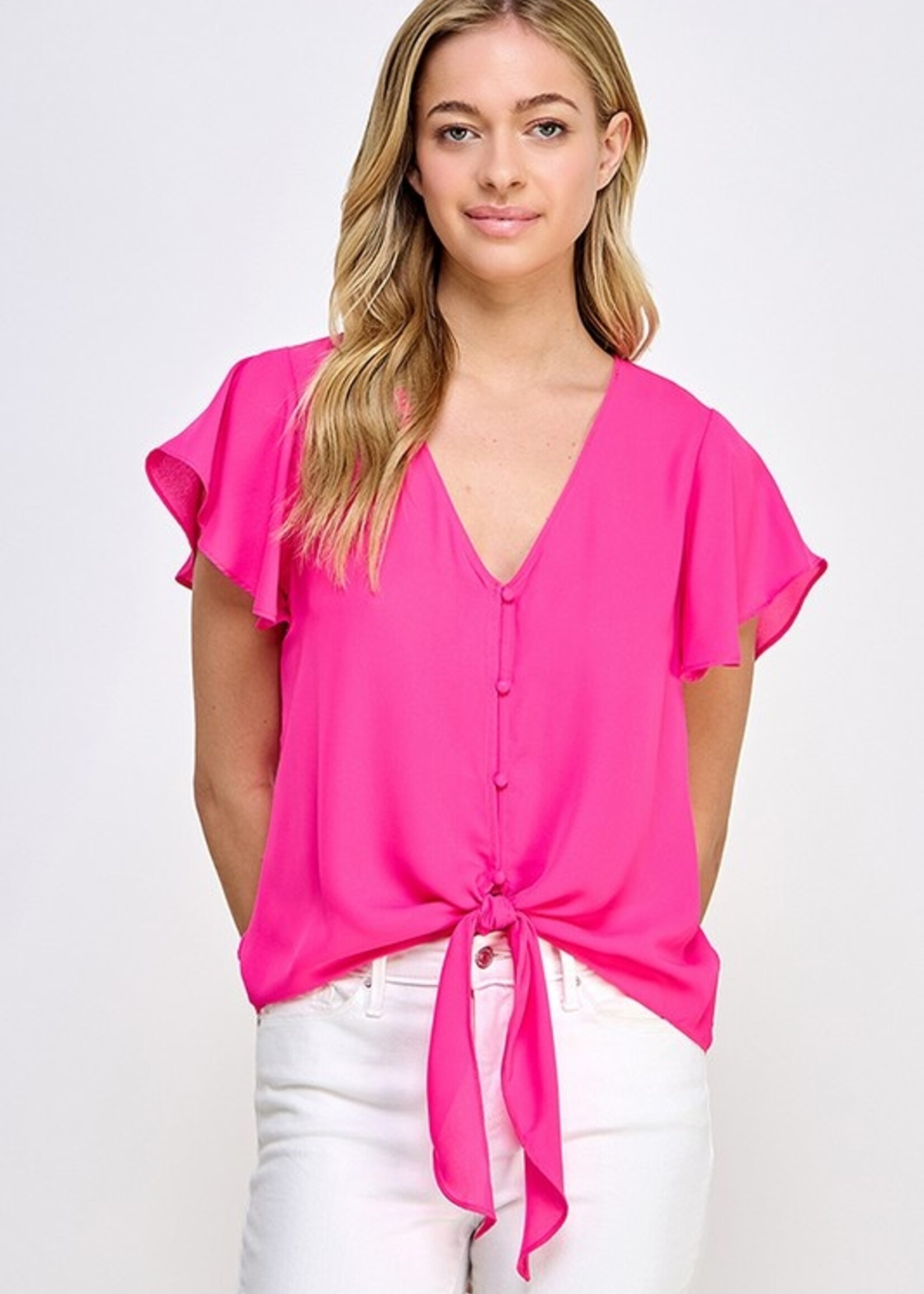 Flutter sleeve tie front +3 colors