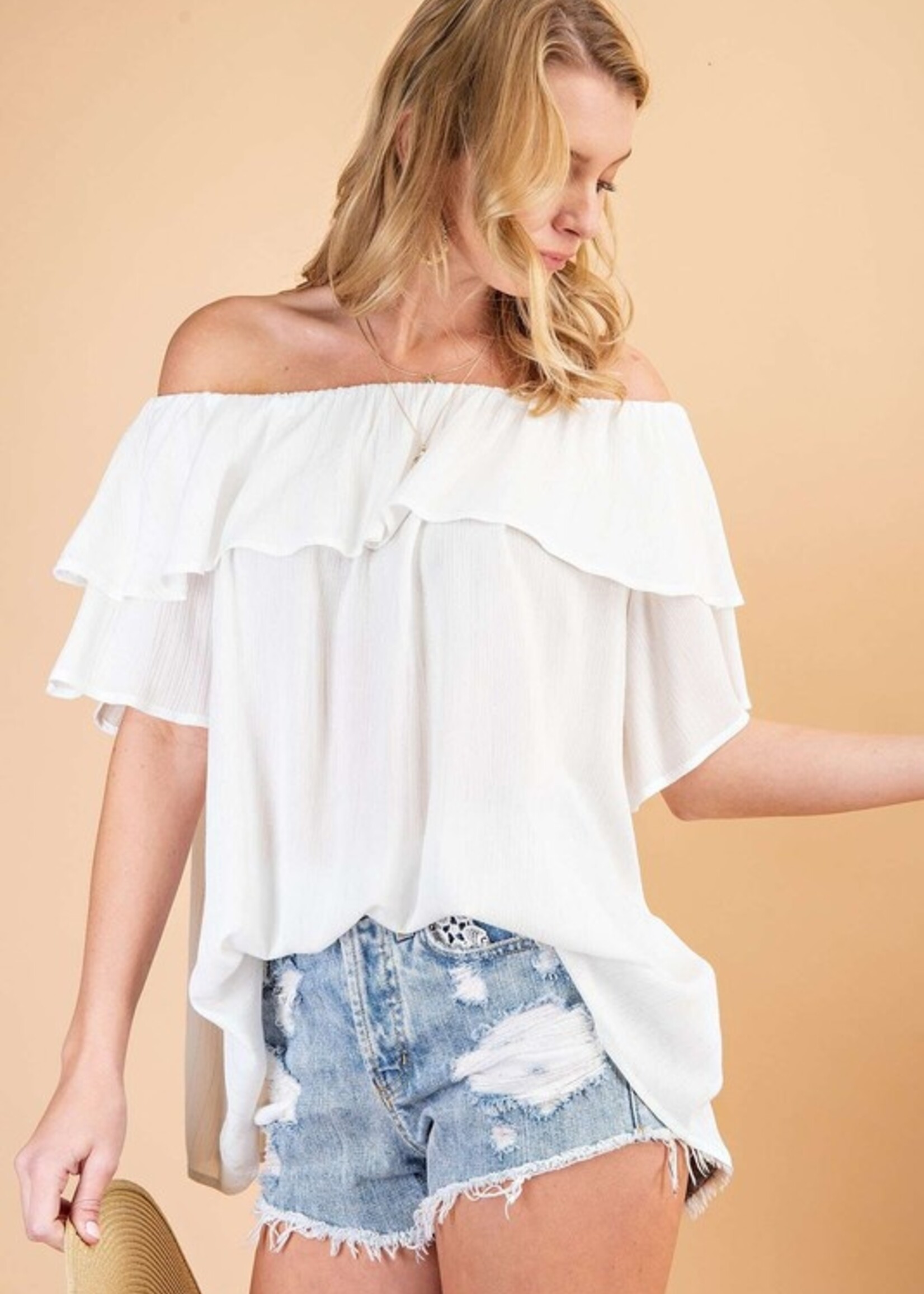 Ruffle off shoulder +2 colors