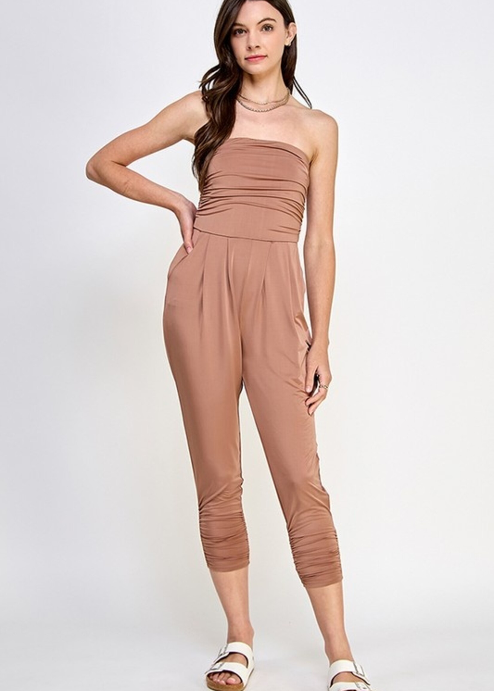 Shirred tube jumpsuit