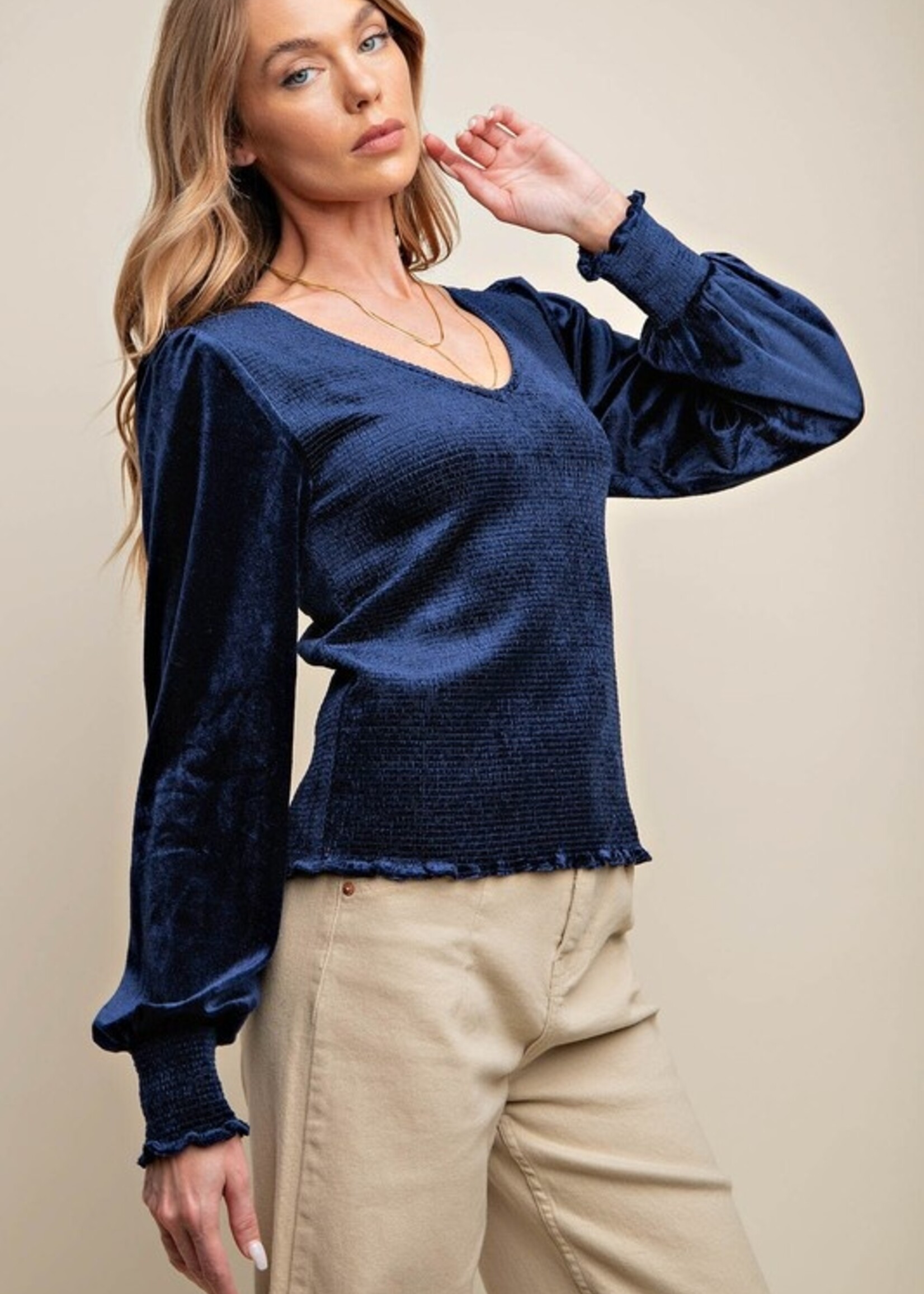 Velvet smock top +2 colors