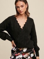 Pointelle wrap sweater +2 colors