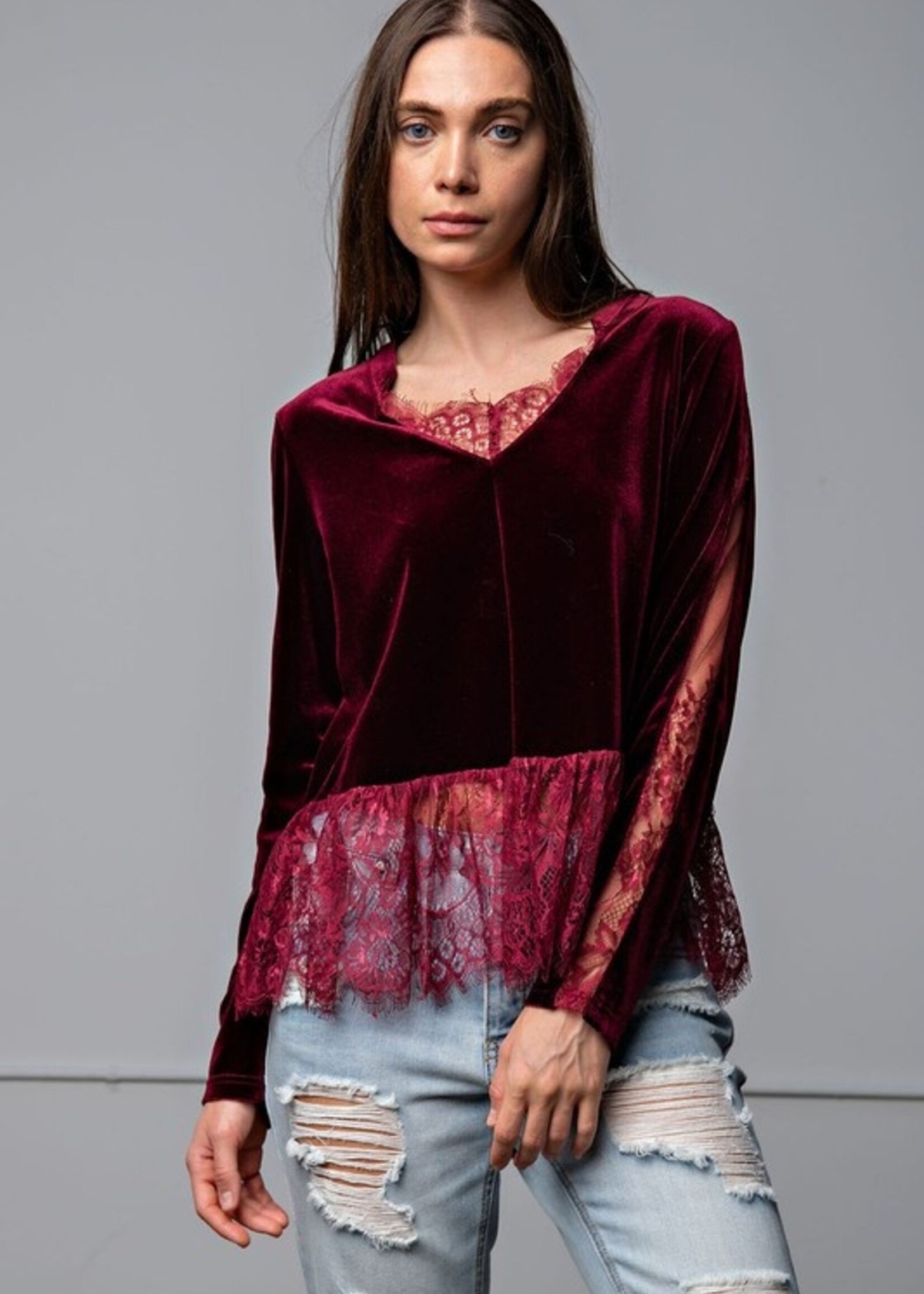 Velvet lace top +2 colors