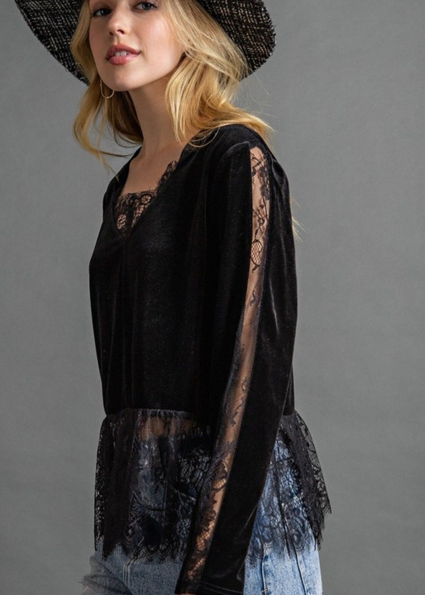 Velvet lace top +2 colors