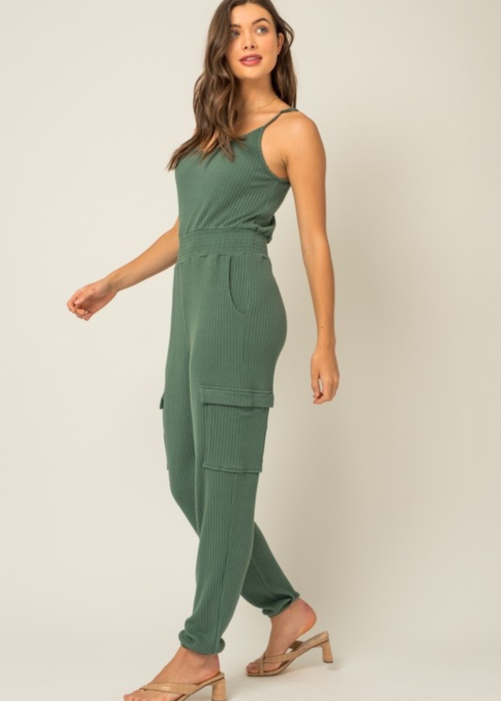 Knit cargo jumpsuit